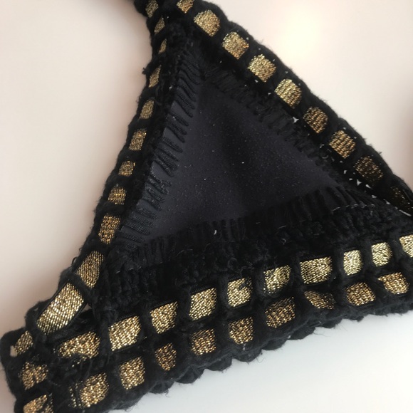Kiini Black and Gold crochet Chacha bikini top - Picture 4 of 5